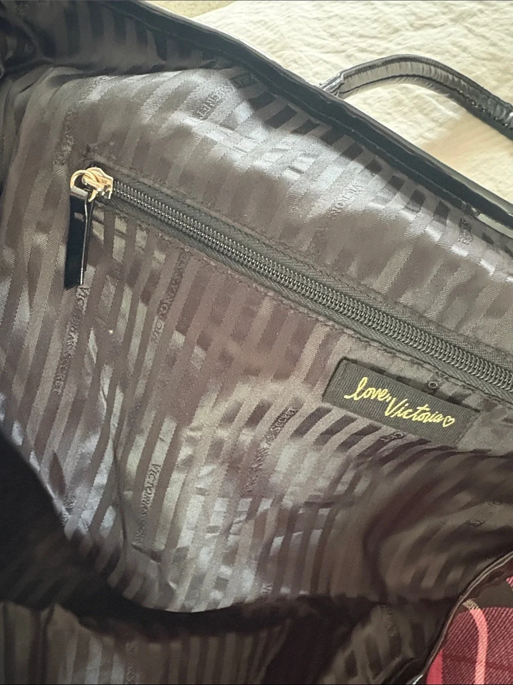Victoria's Secret Black & Pink Plaid Tote Bag